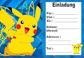 Enveloppes d'invitation VSW pour anniversaires Pokémon