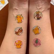 Tatouages Temporaires Imperméables Pokémon pour les Fêtes